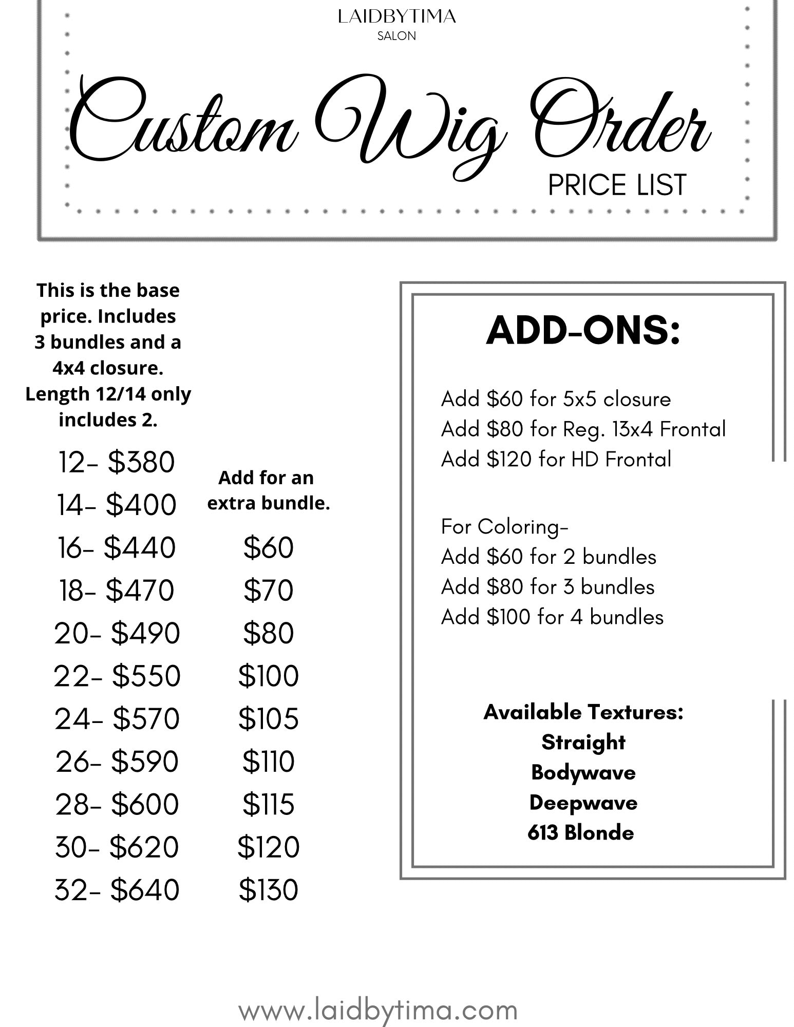 Wig Order Form LaidByTima